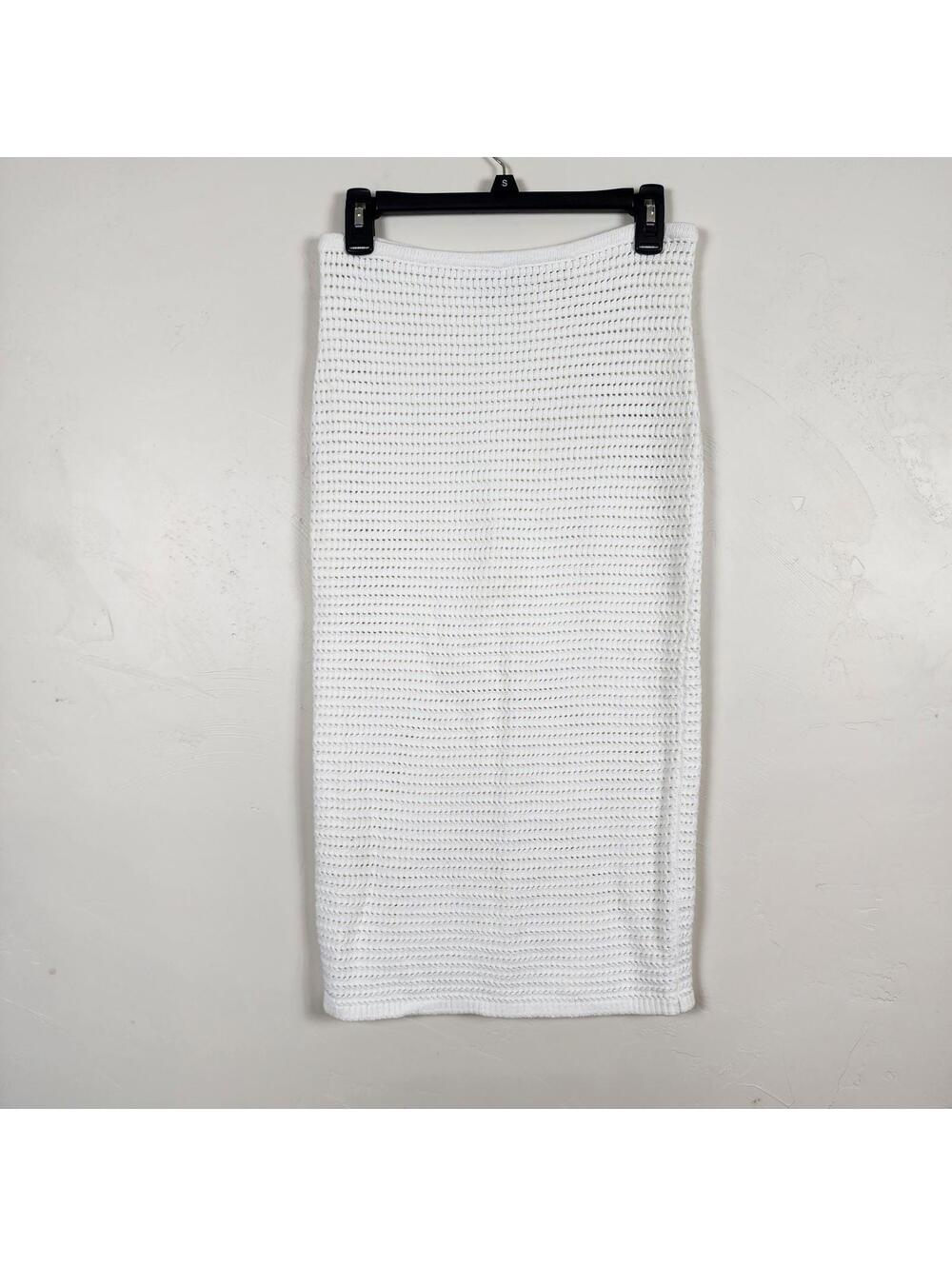 House of Harlow 1960 White Knit Stretch Midi Skirt Size Medium Pencil Style Boho